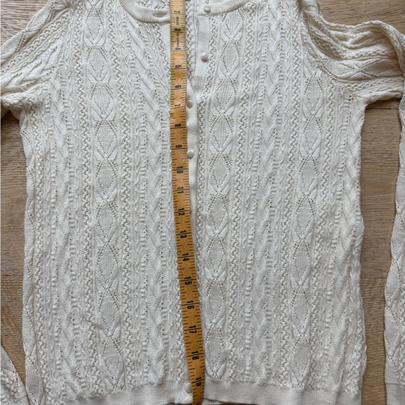 NEW Sezane Ruben  Elegant Cream Cable Knit Pointelle Cardigan SzXS/S price firm! - Picture 8 of 11